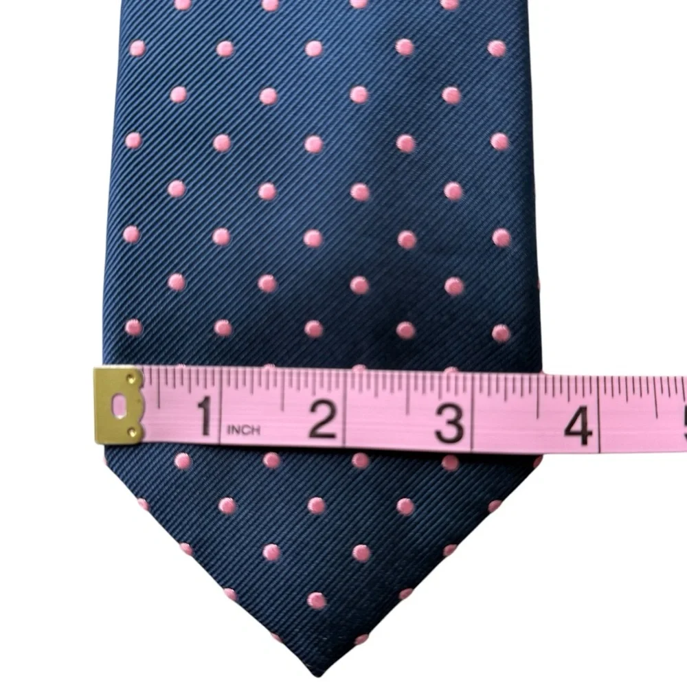 JOS. A. BANK Executive Collection‎ 100% Silk Navy Blue and Pink Polka Dot Tie